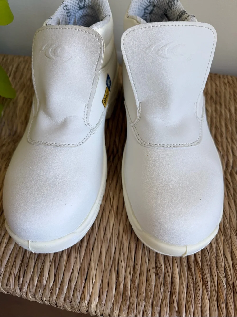 White Men’s Boat-Style Work Shoes with Secure Closure